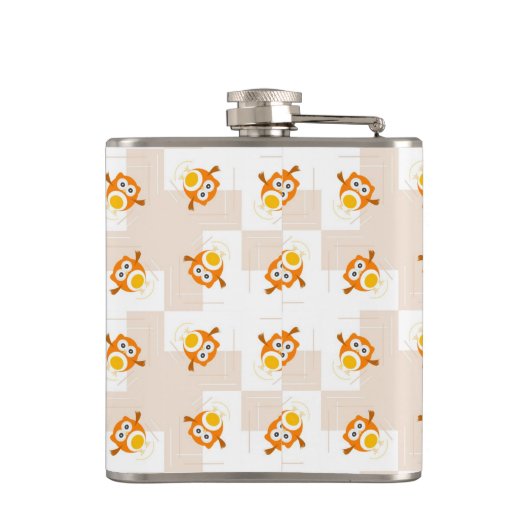 Oranje vogelpatroon heupfles (Achterkant)