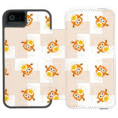 Oranje vogelpatroon incipio iPhone portemonnee hoesje (Agenda Open)