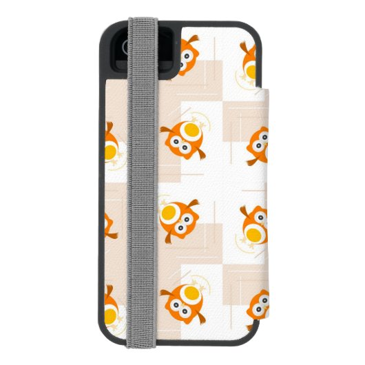 Oranje vogelpatroon incipio iPhone portemonnee hoesje (Agenda Achterkant)