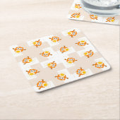 Oranje vogelpatroon kartonnen onderzetters (Schuin)