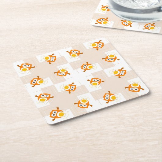 Oranje vogelpatroon kartonnen onderzetters (Schuin)