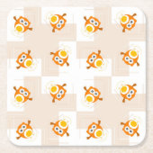 Oranje vogelpatroon kartonnen onderzetters (Voorkant)