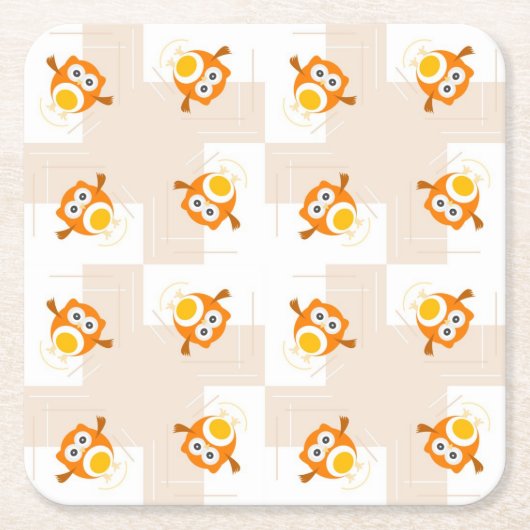 Oranje vogelpatroon kartonnen onderzetters (Voorkant)
