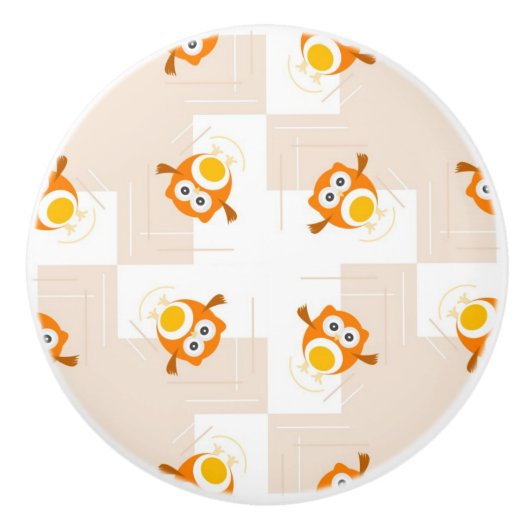 Oranje vogelpatroon keramische knop (Voorkant)