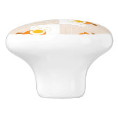 Oranje vogelpatroon keramische knop (Zijkant)