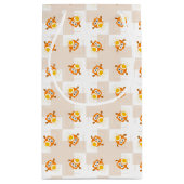 Oranje vogelpatroon klein cadeauzakje (Achterkant)