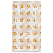 Oranje vogelpatroon klein cadeauzakje (Voorkant)