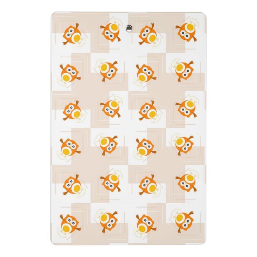 Oranje vogelpatroon mini klembord (Achterkant)