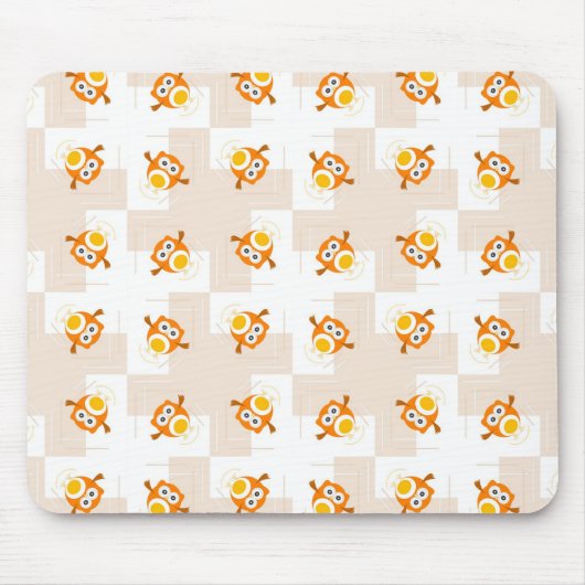 Oranje vogelpatroon muismat (Voorkant)