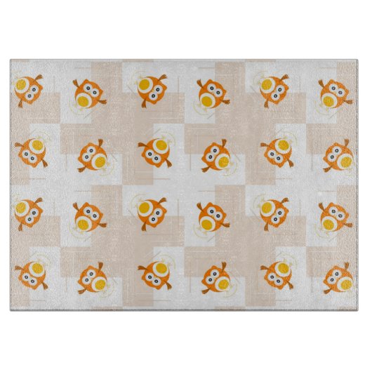 Oranje vogelpatroon snijplank (Voorkant)