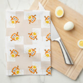 Oranje vogelpatroon theedoek (Quarter Fold)