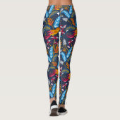 Oranje vogels en botanische veren leggings (Achterkant)