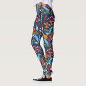 Oranje vogels en botanische veren leggings (Links)