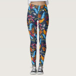 Oranje vogels en botanische veren leggings<br><div class="desc">Kop terug in deze superleuke leggings met een patroon van witte oranje vogels en kleurrijke bloemen en botanische ferns. Ideaal voor een speciaal evenement,  voor een baan op de sportschool,  voor tropische vakantie of op het festival.</div>