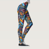 Oranje vogels en botanische veren leggings (Rechts)