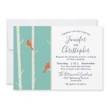 Oranje Vogels op Berkenboom Illustratie Bruiloft