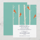 Oranje vogels op de vogelboom, ter illustratie van kaart (Voorkant / Achterkant)