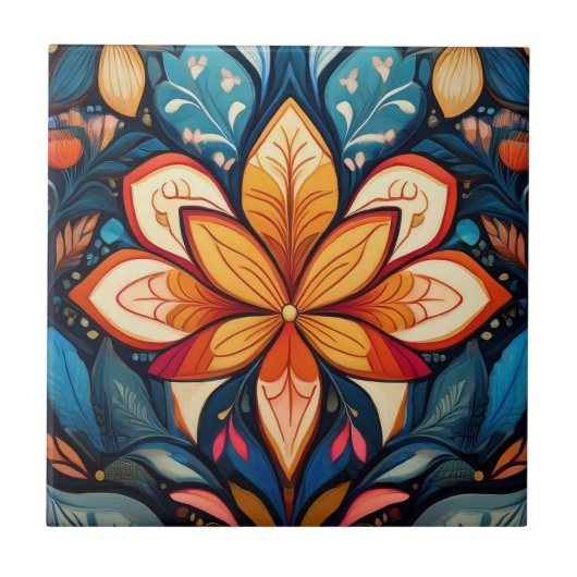 Oranje volksbloem tegeltje (Voorkant)