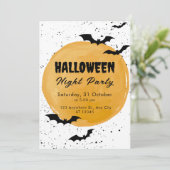 Oranje Volle Maan en Nachtvleermuis Spooky Hallowe Kaart (Staand voorkant)