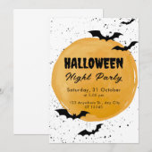 Oranje Volle Maan en Nachtvleermuis Spooky Hallowe Kaart (Voorkant / Achterkant)