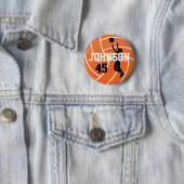 Oranje volleybal met Silhouette Player Ronde Button 5,7 Cm (In situ)