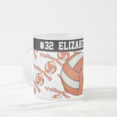 Oranje volleybal | Personaliseren Matglas Koffiemok (Voorkant links)
