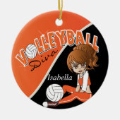 Oranje volleybal 🏐 speler Diva Girl Keramisch Ornament (Voorkant)