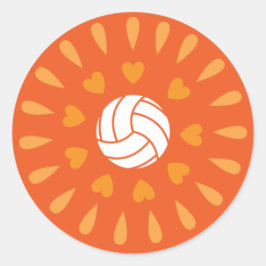 Oranje volleyballen Kaleidoscope Patroon Ronde Sticker