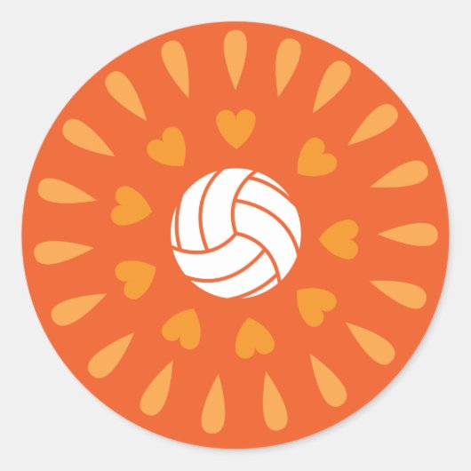Oranje volleyballen Kaleidoscope Patroon Ronde Sticker (Voorkant)