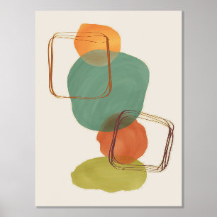 Oranje vormen met de hand geschreven Waterverven M Folie Afdrukken