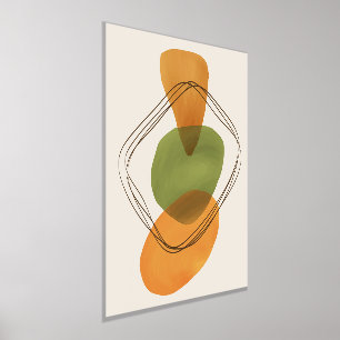 Oranje vormen met de hand geschreven Waterverven M Folie Afdrukken