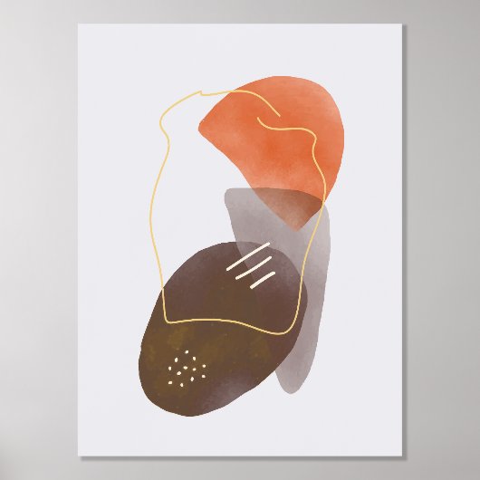 Oranje vormen van handgemaakte Waterverf Abstract Folie Afdrukken (Voorkant)