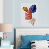 Oranje vormen van handgemaakte Waterverf Abstract  Folie Afdrukken (Insitu (Slaapkamer))