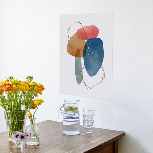 Oranje vormen van handgemaakte Waterverf Abstract  Folie Afdrukken (Laag (Keuken))