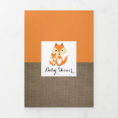 Oranje vos burlap, Baby shower suite Drieluik Uitnodiging (Cover)
