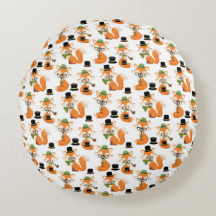 Oranje Vos Herfst Bomen Bos Hipster Bril Vos Rond Kussen