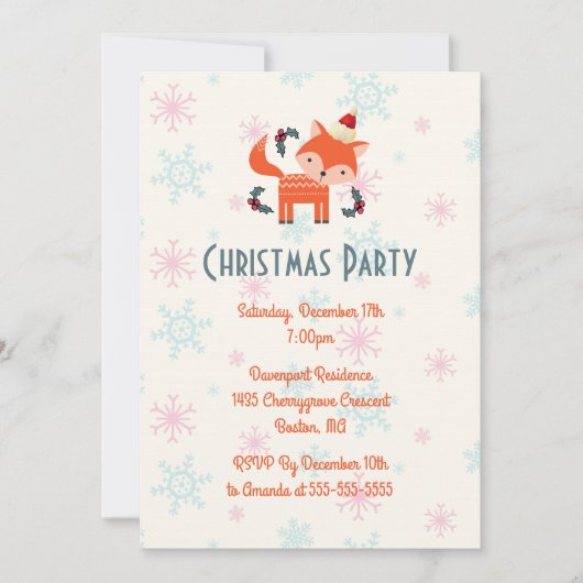 Oranje vos in kerstfeest kaart (Voorkant)