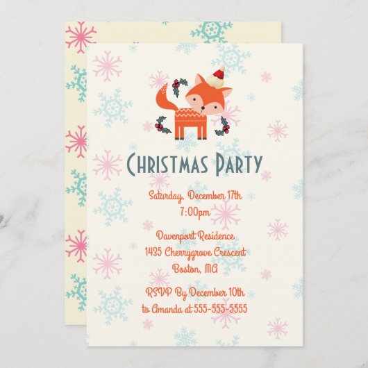 Oranje vos in kerstfeest kaart (Voorkant / Achterkant)