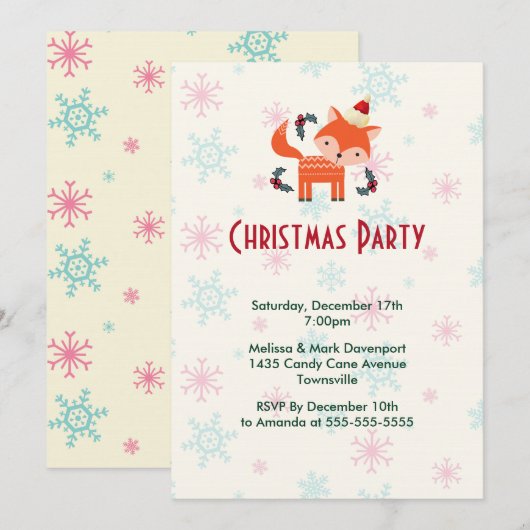 Oranje vos in kerstfeest kaart (Voorkant / Achterkant)