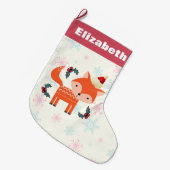 Oranje vos in Kerstmis in Santa Hat Gepersonalisee Grote Kerstsok (Voorkant (Hangend))