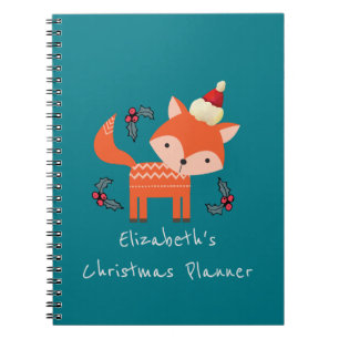 Oranje vos in kerstpannen voor kerstmis Gepersonal Notitieboek