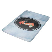 Oranje vos in Red Santa Hat Merry Kerstmis Badmat (Gekanteld)