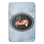 Oranje vos in Red Santa Hat Merry Kerstmis Badmat (Voorkant Verticaal)