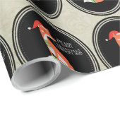 Oranje vos in Red Santa Hat Merry Kerstmis Cadeaupapier (Rol Hoek)