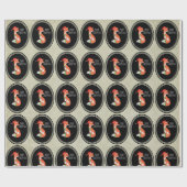 Oranje vos in Red Santa Hat Merry Kerstmis Cadeaupapier (Vlak)