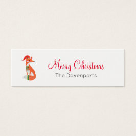 Oranje vos in Red Santa Hat Merry Kerstmis Mini Visitekaartjes