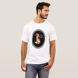 Oranje vos in Red Santa Hat Merry Kerstmis T-shirt