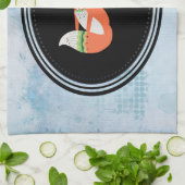 Oranje vos in Red Santa Hat Merry Kerstmis Theedoek (Gevouwen)