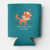 Oranje vos in Santa Hat Cute Whimsical Blikjeskoeler (Voorkant)