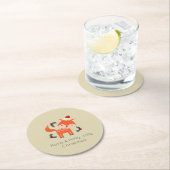 Oranje vos in Santa Hat Cute Whimsical Ronde Kartonnen Onderzetter (Insitu)